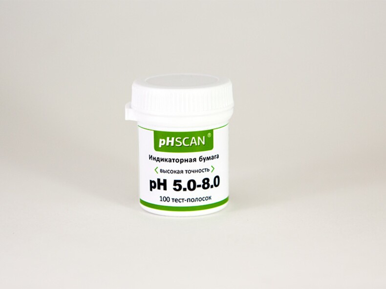 Индикаторная (лакмусовая) бумага pHSCAN 5.0-8.0 для pH мочи и слюны